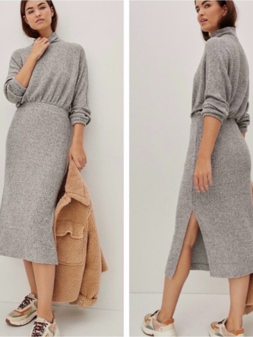 Anthro Gray Mock Neck Sweater - XL